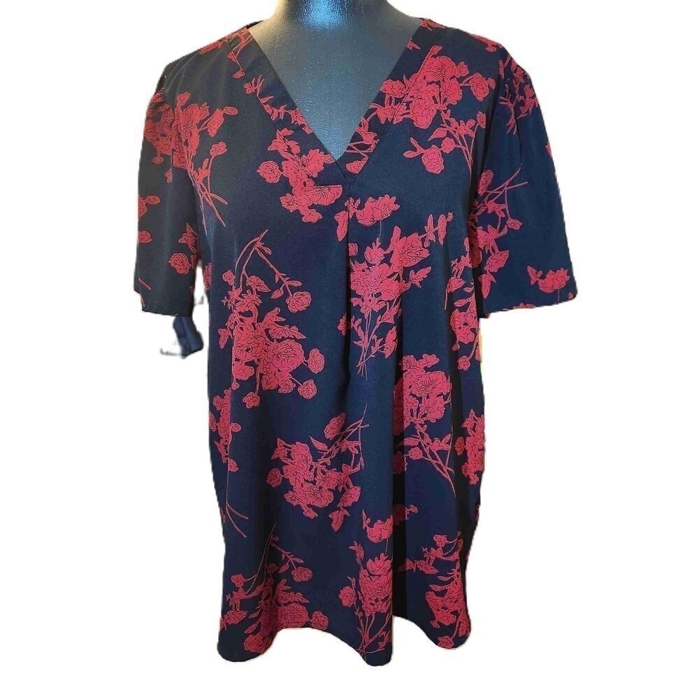 Shein Black Floral Shirt Womens Plus Size 2XL